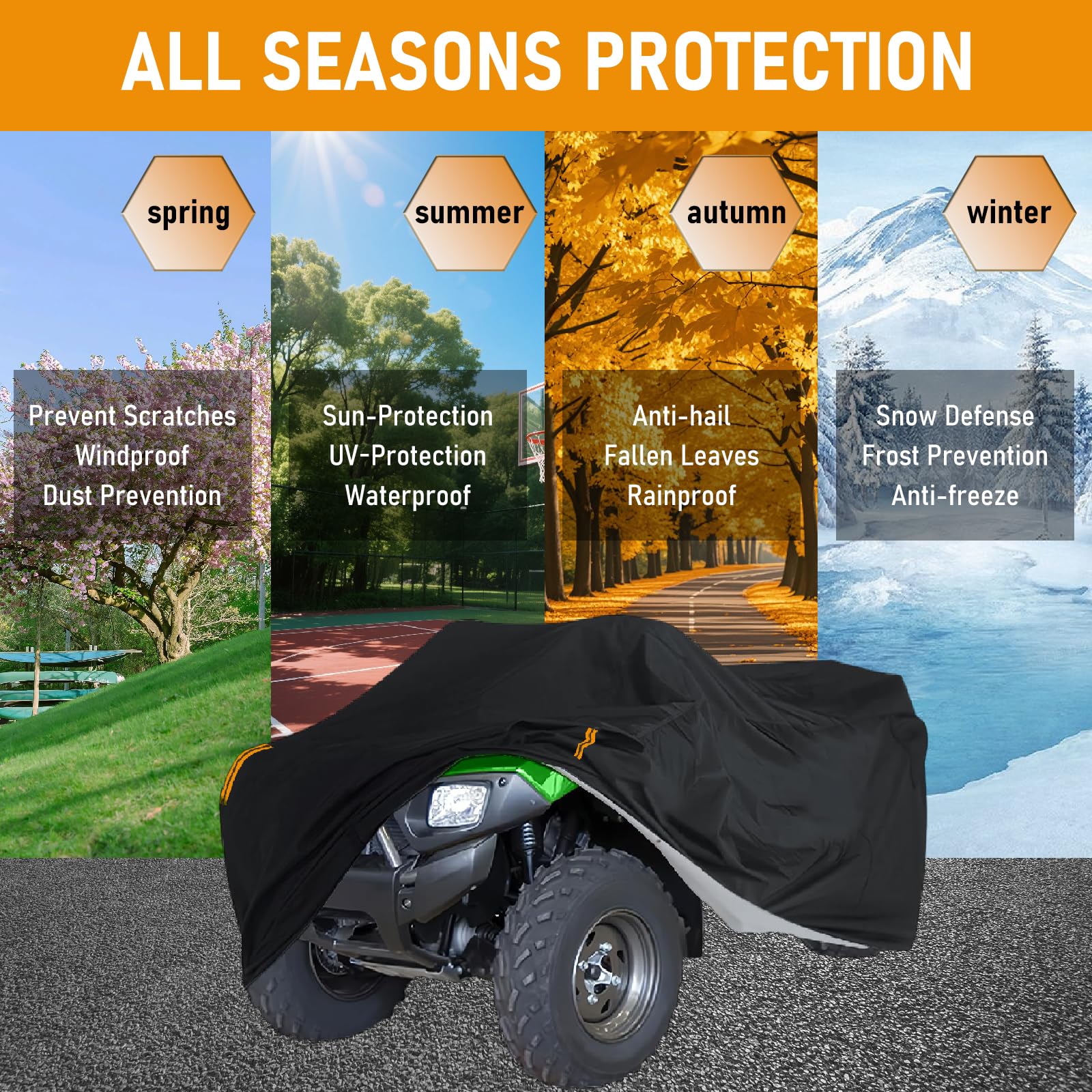Housse pour Quad pour CF Moto CForce 800 820 850 Touring,Bâche pour Quad,ATV Quad Cover étanche Bâche Protection Contre Neige, Pluie, UV Poussière Exterieur Bache