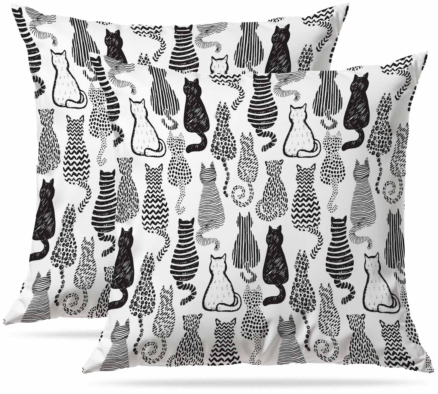 Zovinex Cats Set Of 2 Pack Cushion Covers Soft Short Plush Throw Pillow Cover Home Pillow Case Pillowcases For Tent Park Bed Sofa Chair Bedroom Decorative Balcony 40X40cm 16X16inch