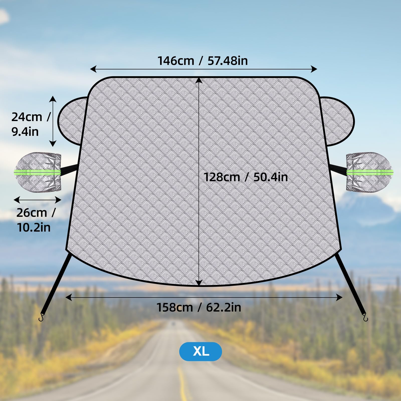 Parasole Auto Parabrezza Pieghevole con 8 Calamite – Parasole Auto Esterno Copri Parabrezza per Tutte le Stagioni | Protegge da Sole, UV, Neve, Ghiaccio, Brina e Polvere (L：H120xB146 cm)
