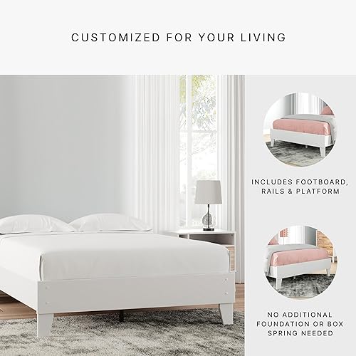 Miniatura 113 de Signature Design by Ashley - Base de cama con plataforma de granja casual Shawburn, tamaño matrimonial, cal desgastada Encalar,Gris (rustic