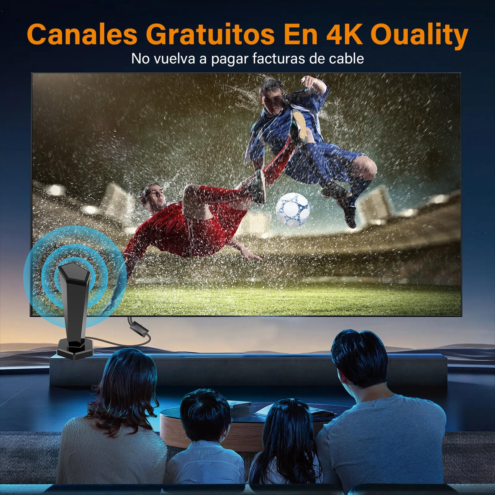 Antenna TV Interna, 2026 Nuova Antenna TV Interna Potente, Ricezione a Lungo Raggio 360° con Amplificatore e Base Magnetica, TDT/DVB-T2 Segno Stabile per 4K/Full HD, Facile Installazione