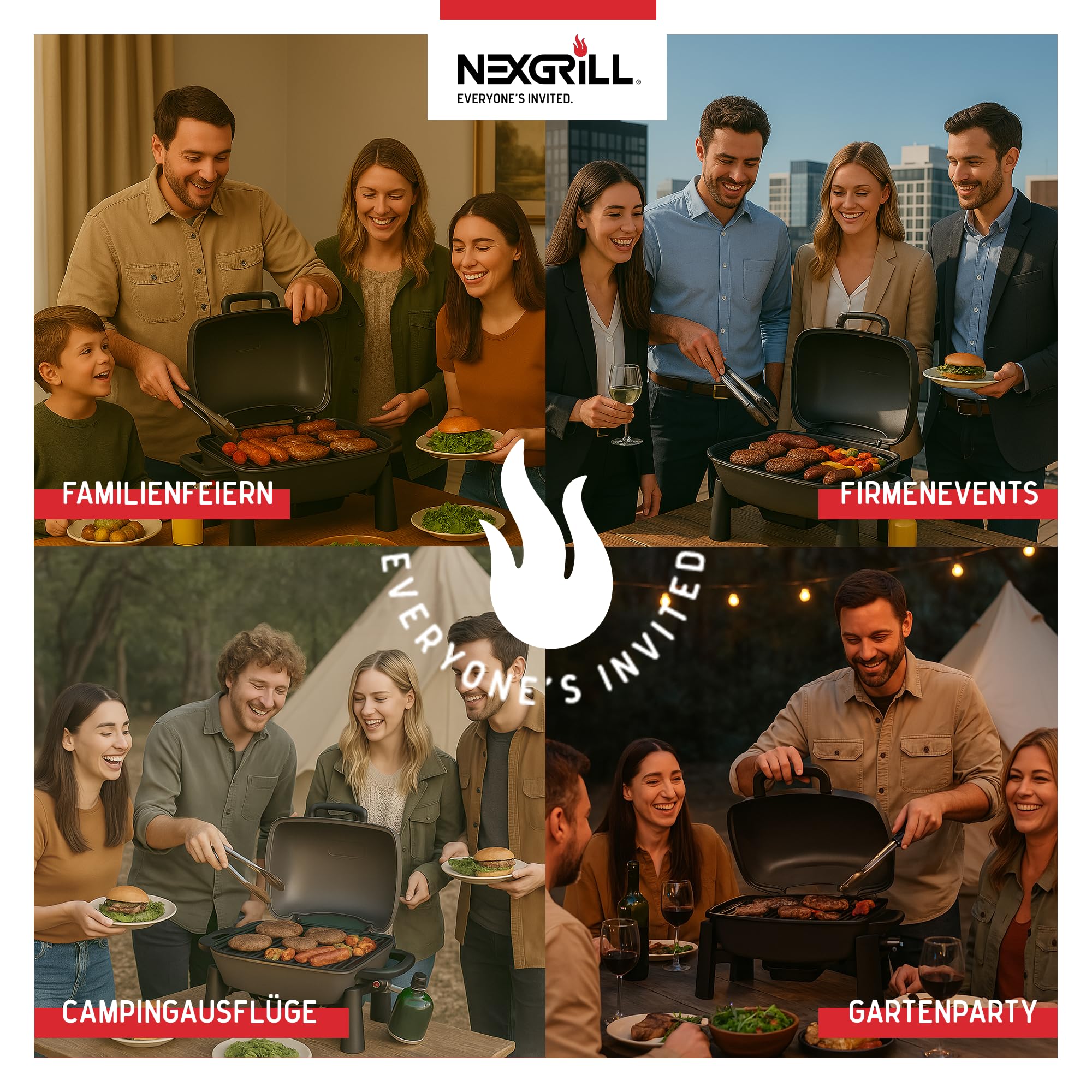 Nexgrill Gasgrill klein & tragbar für bis zu 300° – Tischgrill Gas für Balkon & Camping, Kleiner Grill mit Deckel, Gusseisenrost, 3,1 kW Edelstahlbrenner, Piezozündung, Mini Gasgrill kompakt