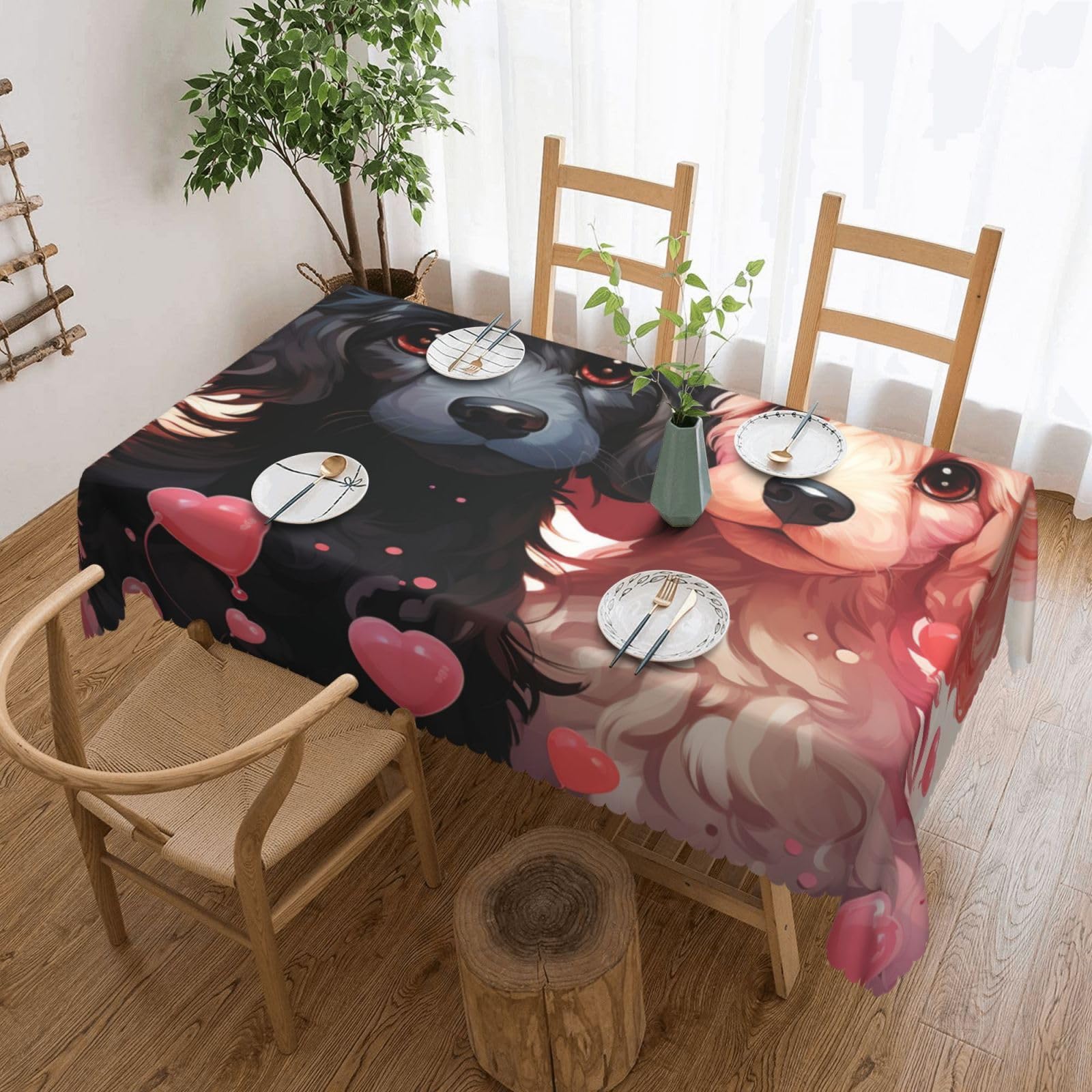 MXZERFKGLA Rectangle Tablecloth 137x183 cm Waterproof Tablecloth for Dining Tables Kitchen Farmhouse Tablecloths Poodles Dogs Table Cloth Wrinkle Free Table Cover for Dining Buffet Wedding Party