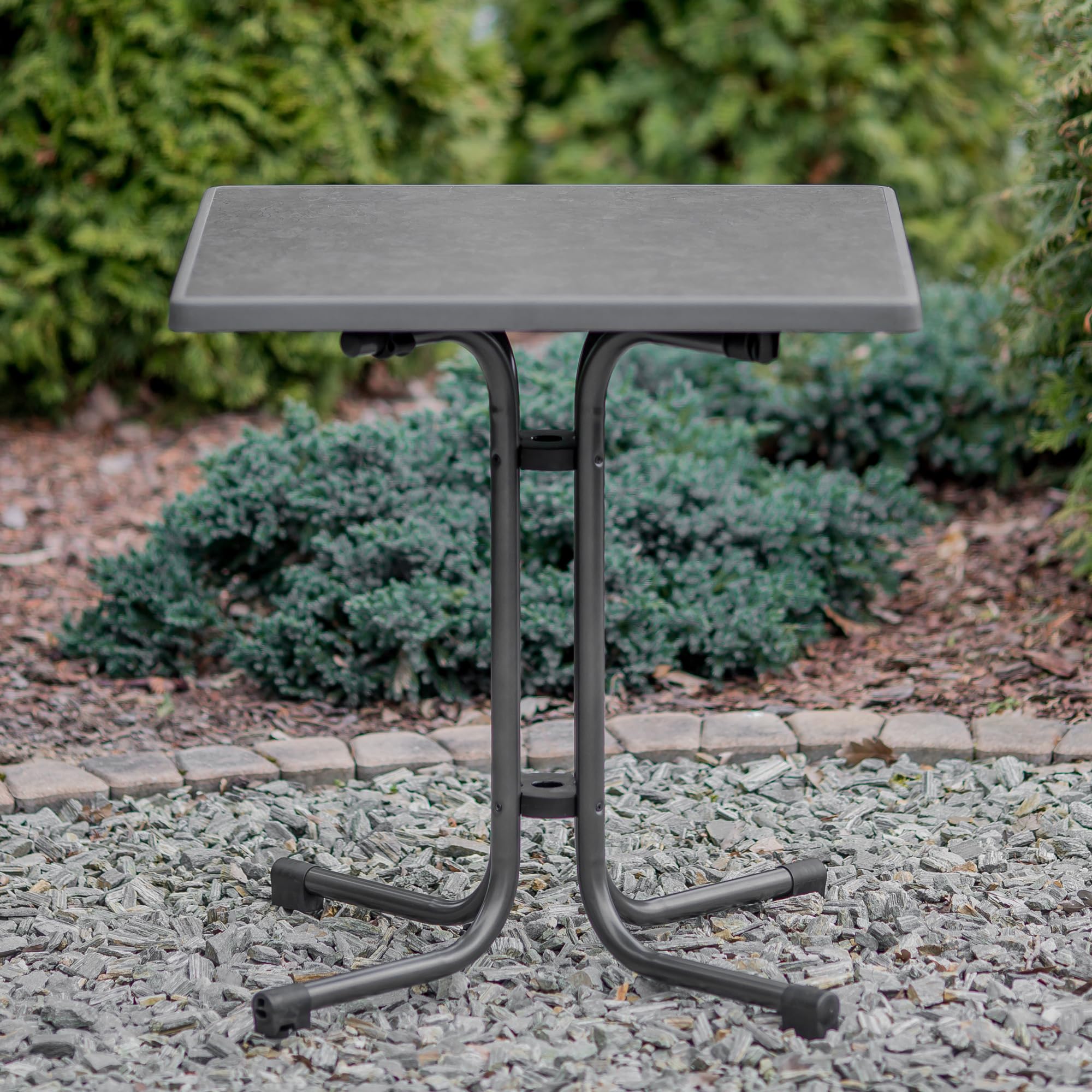 PATIO Kaffeetisch Outdoor 70 x 70 cm Dine & Relax Pizarra Sevelit Tischplatte pulverbeschichtetes Gestell grau klappbar