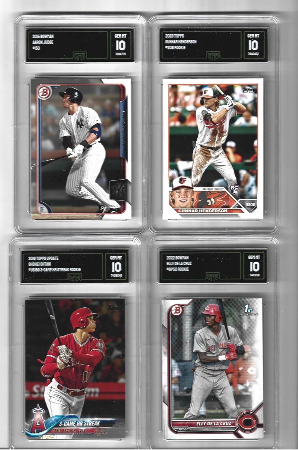 Graded Gem Mint 10 Aaron Judge Shohei Ohtani Gunnar Henderson Elly De La Cruz 4 Card Baseball Rookie Lot! You Will Receive All 4 Cards