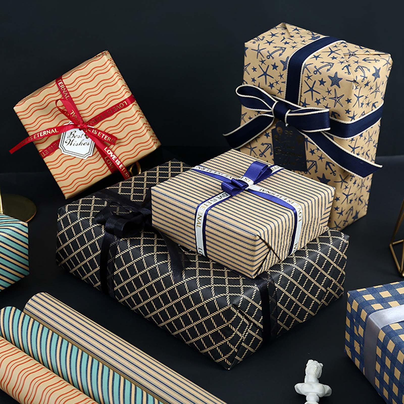 OFFCUP Carta da regalo per compleanno, 6 pezzi, 50 x 70 cm, multiuso, riciclabile, con corda, per matrimoni, feste, uomini, donne, bambini