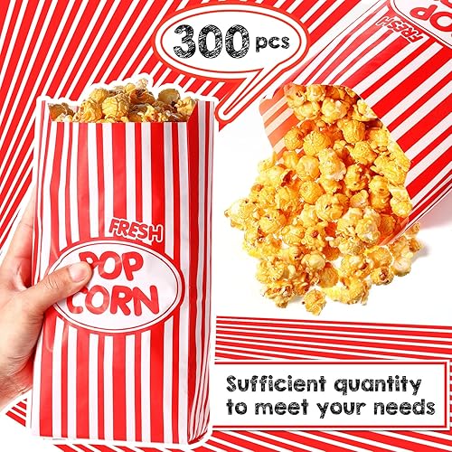 Miniatura 3 de 300 bolsas de palomitas de maíz, cajas de palomitas de maíz, bolsas de papel rojo y blanco, bolsas de palomitas de maíz para carnaval, películas,