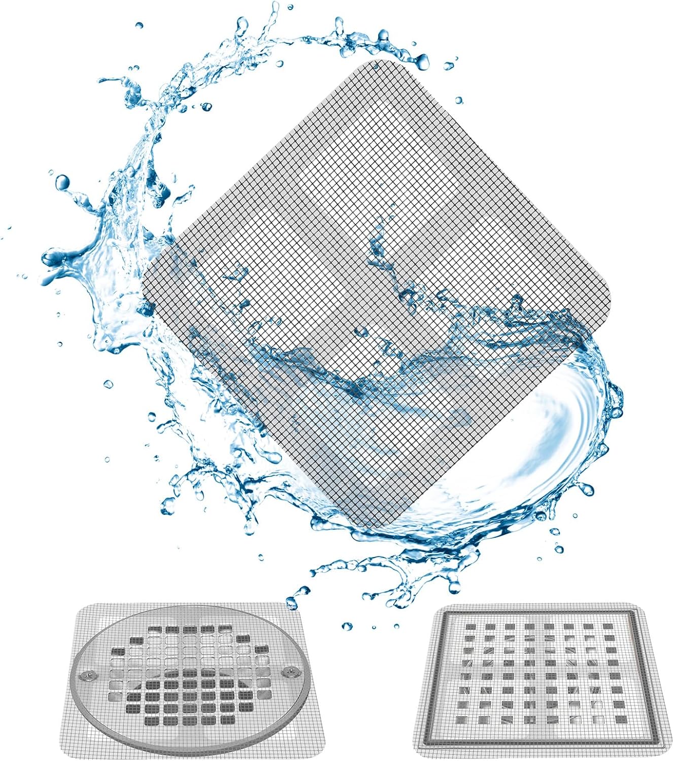 100PCS Pack 2024 New 4" X 4" Disposable Shower Drain Cover Hair Catcher, Drain Mesh Stickers for Bathroom Washbasin Bathtub Kitchen Sink for Human and pet Hair