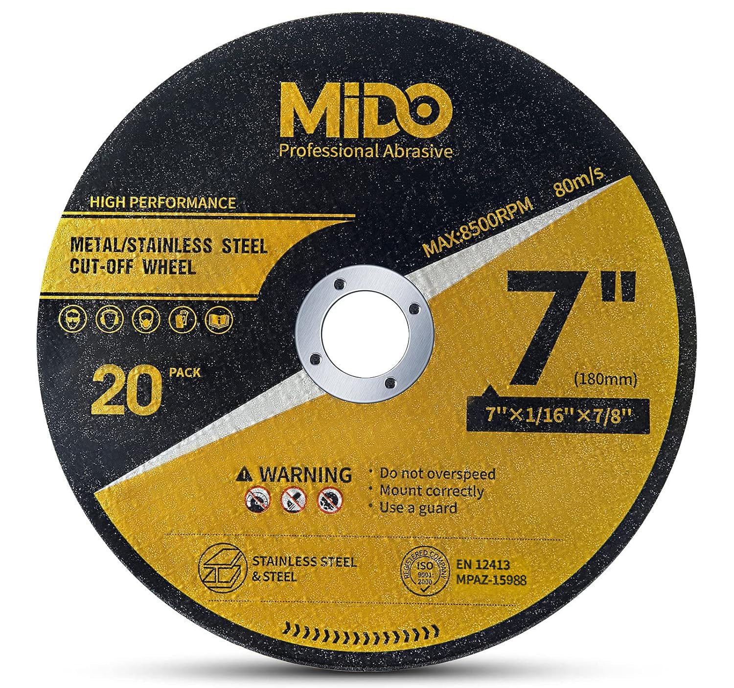 20 Pack Cut Off Wheels 7 Inch Cutting Wheel 7”x1/16”x7/8” Metal&Stainless Steel Cutting Disc Fit for Angle Grinder
