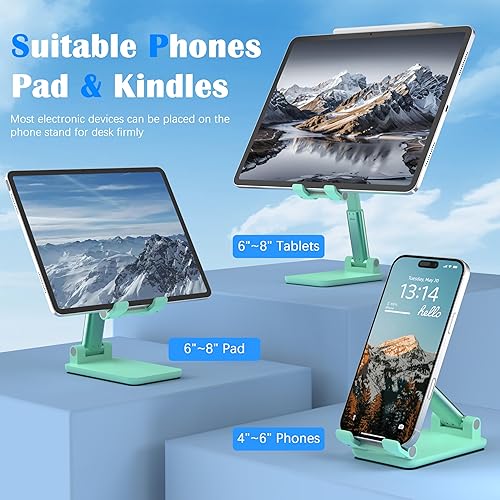 Miniatura 2 de Soporte para teléfono celular, ángulo ajustable y altura para escritorio, plegable y portátil, almohadilla de silicona antideslizante, compatible