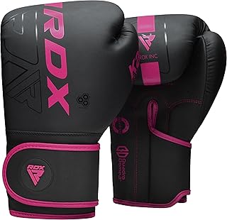RDX Guantes de boxeo para mujer, entrenamiento profesional, piel maya, Muay Thai MMA Kickboxing, adulto, saco de boxeo pesado, guantes de concentración, entrenamiento, palma ventilada, varias capas,