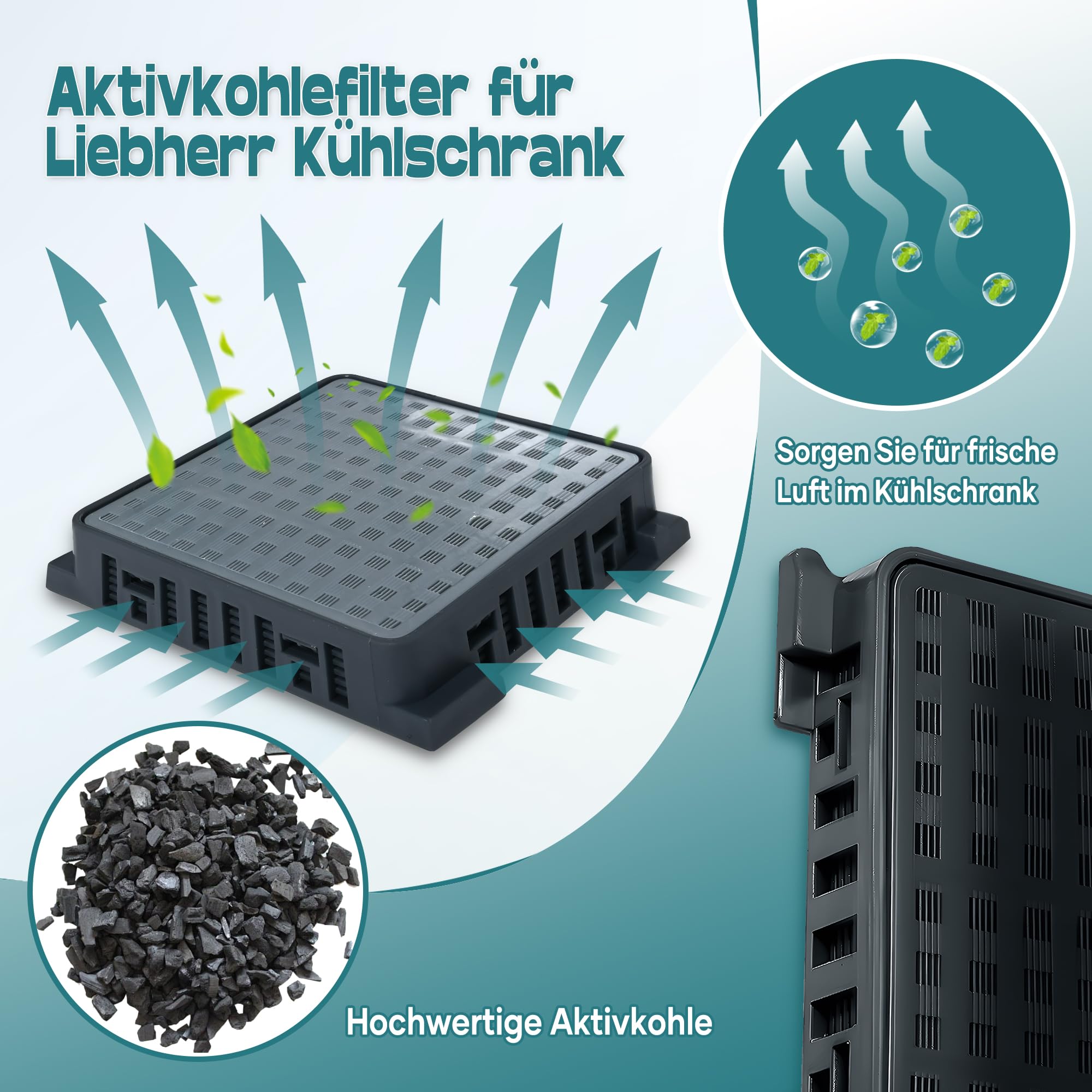 Lot de 4 filtres à charbon actif pour réfrigérateurs Liebherr 9096989 9882460 9882429 988246000 Fresh Air pour réfrigérateurs Liebherr 7440021-00