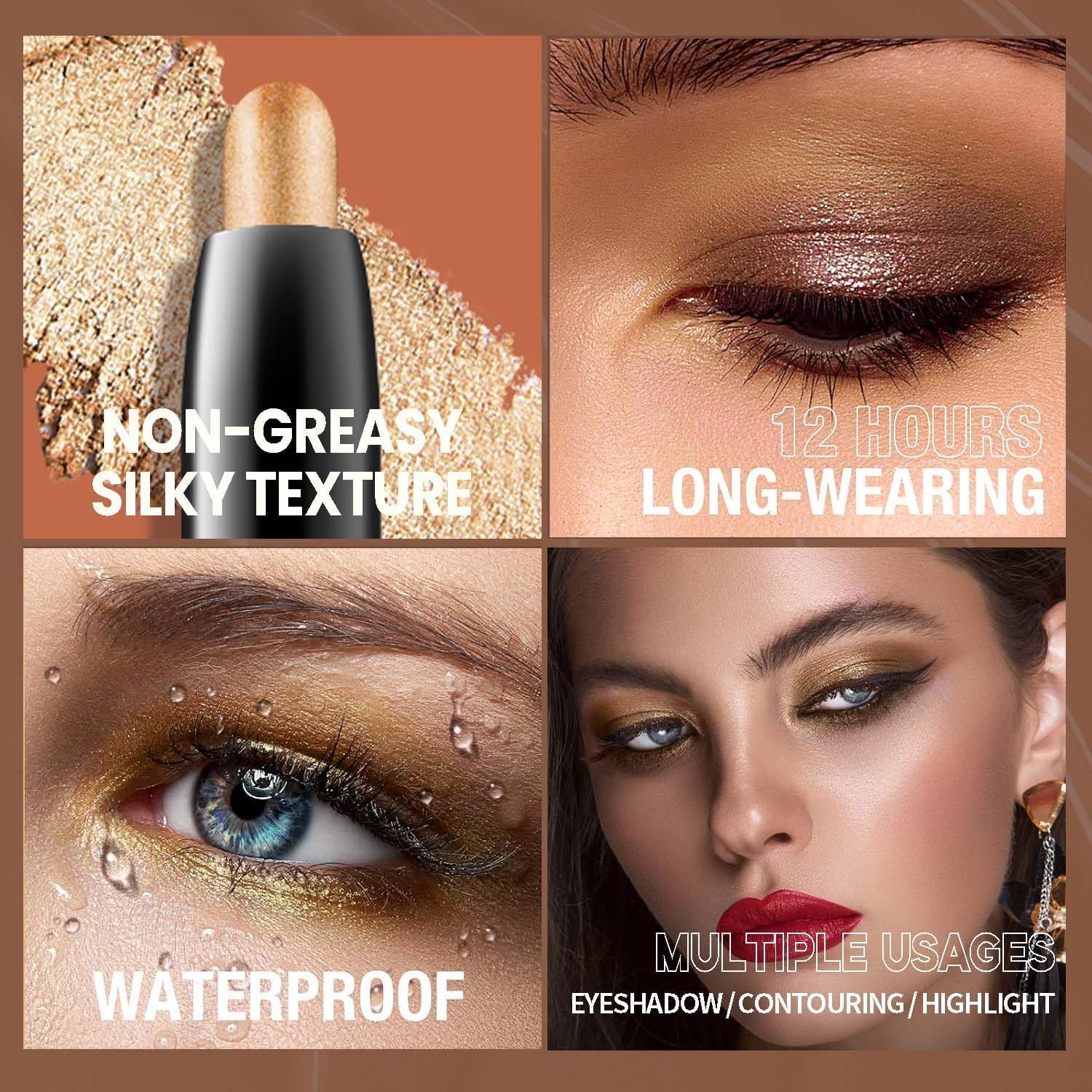 XINYUNXIN 3PCS Eyeshadow Stick, Multi-Coloured Eyeshadow Pencil Set, Waterproof Creamy Long-Lasting Eye Makeup Kit - Image 3