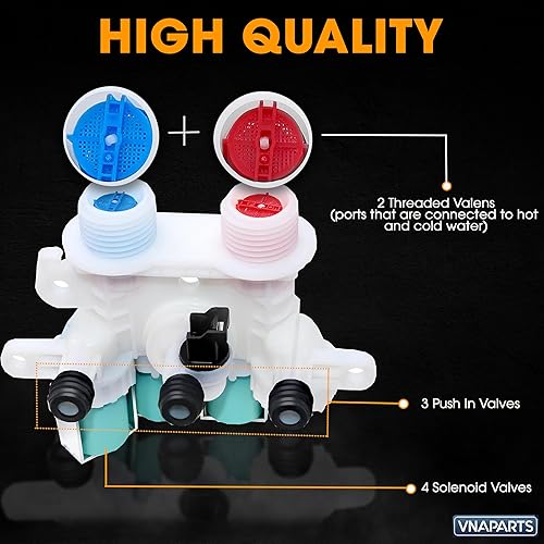 Miniatura 5 de Válvula de entrada de agua para lavadora Maytag de carga superior MVW6230HW0 MVWB765FW0 MVWB765FW1 MVWB766FW0 MVWB835DW2 MVWB855DC2 MVWB835DW3