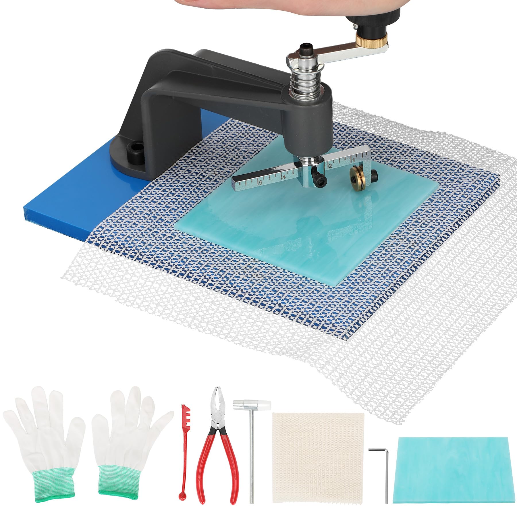 Glass Circle Cutter Kit for Stained Glass, Mosaic, DIY Crafts – Adjustable 0.39–3.93" Lens Circle Cutter with Non-Slip Mat, Gloves, Glass Cutter,
