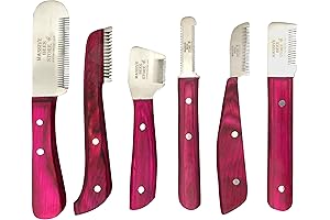 Non-Slip Dog Stripping Knife with Pink Wooded Handle for Hassle-Free Dog Grooming