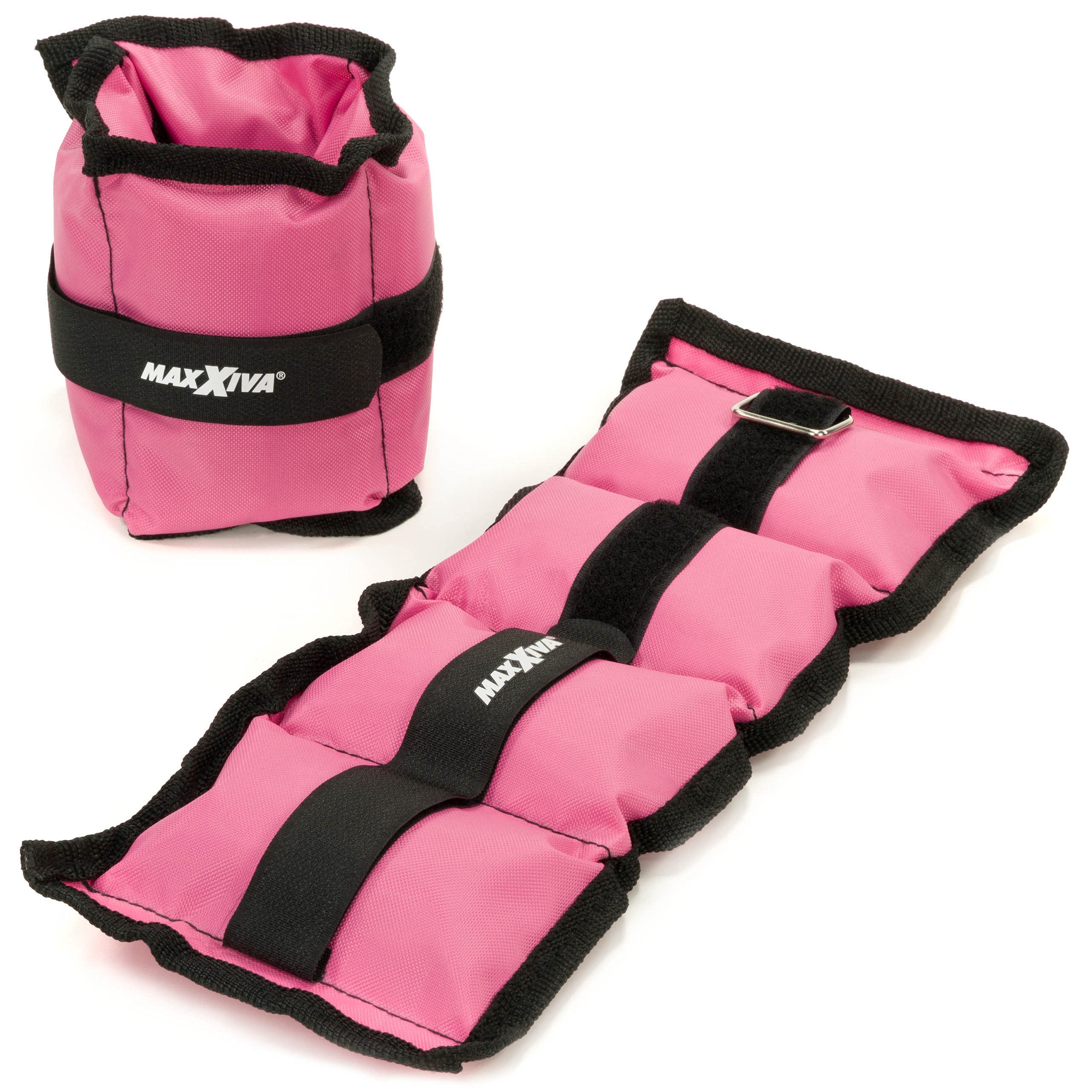 MAXXIVA Gewichtsmanschetten Laufgewichte Set Pink 2 x 1 kg Füllung Eisensand Joggen Workout Lauftraining Armgewicht