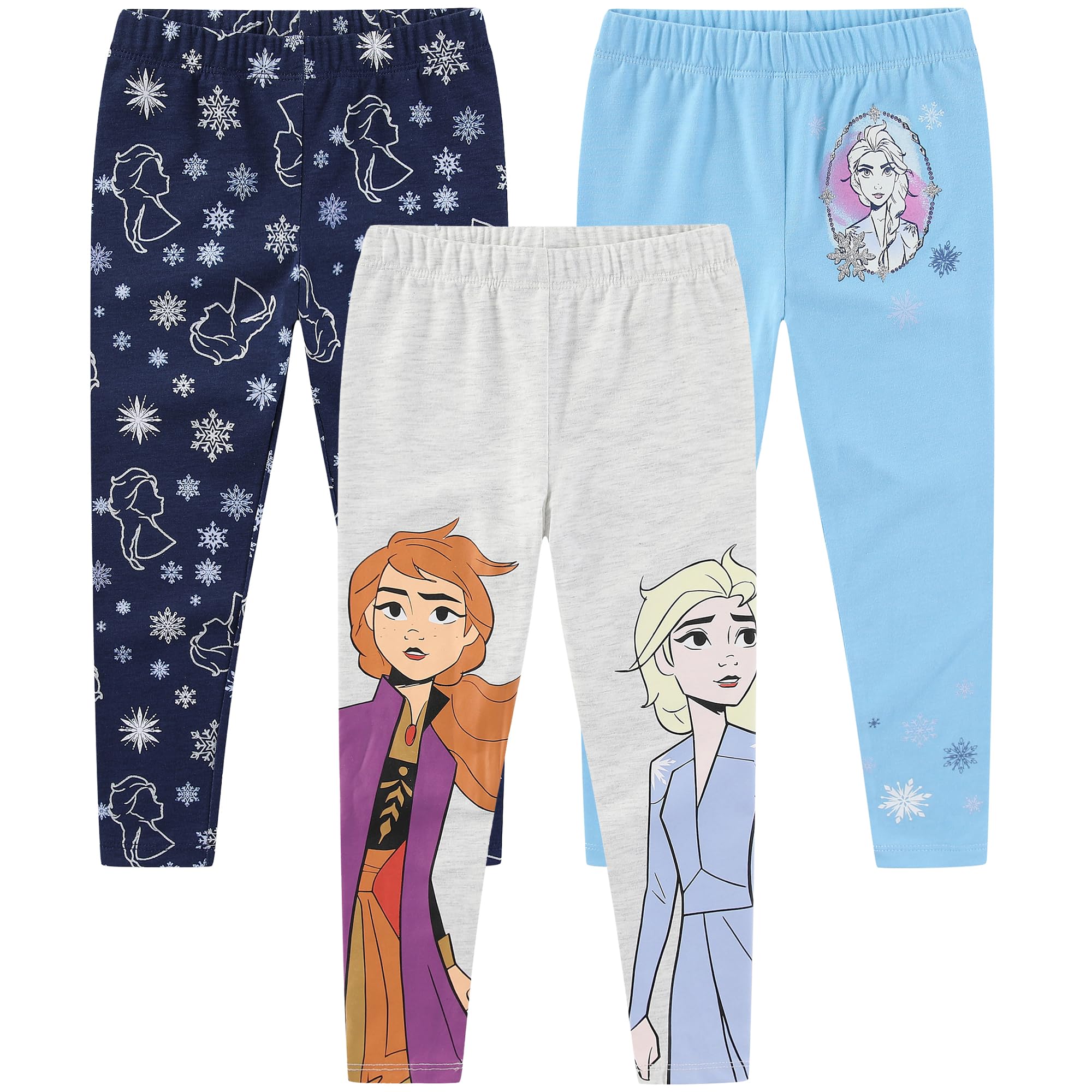 Disney Princess Minnie Frozen Stitch Girls 3 Pack Legging Pants for Kids