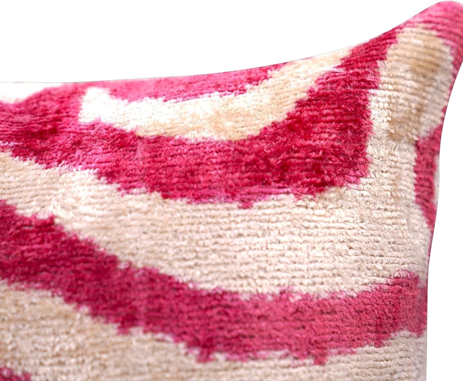 CANVELLO Luxury Velvet Throw Pillow - Handmade Decorative Cushion with Tiger Print Design - Pinkish Red & Beige, 16x16 Inch, Down Feather Insert, Soft & Plush, Boho Chic Accent Pillow for Sofa & Bed