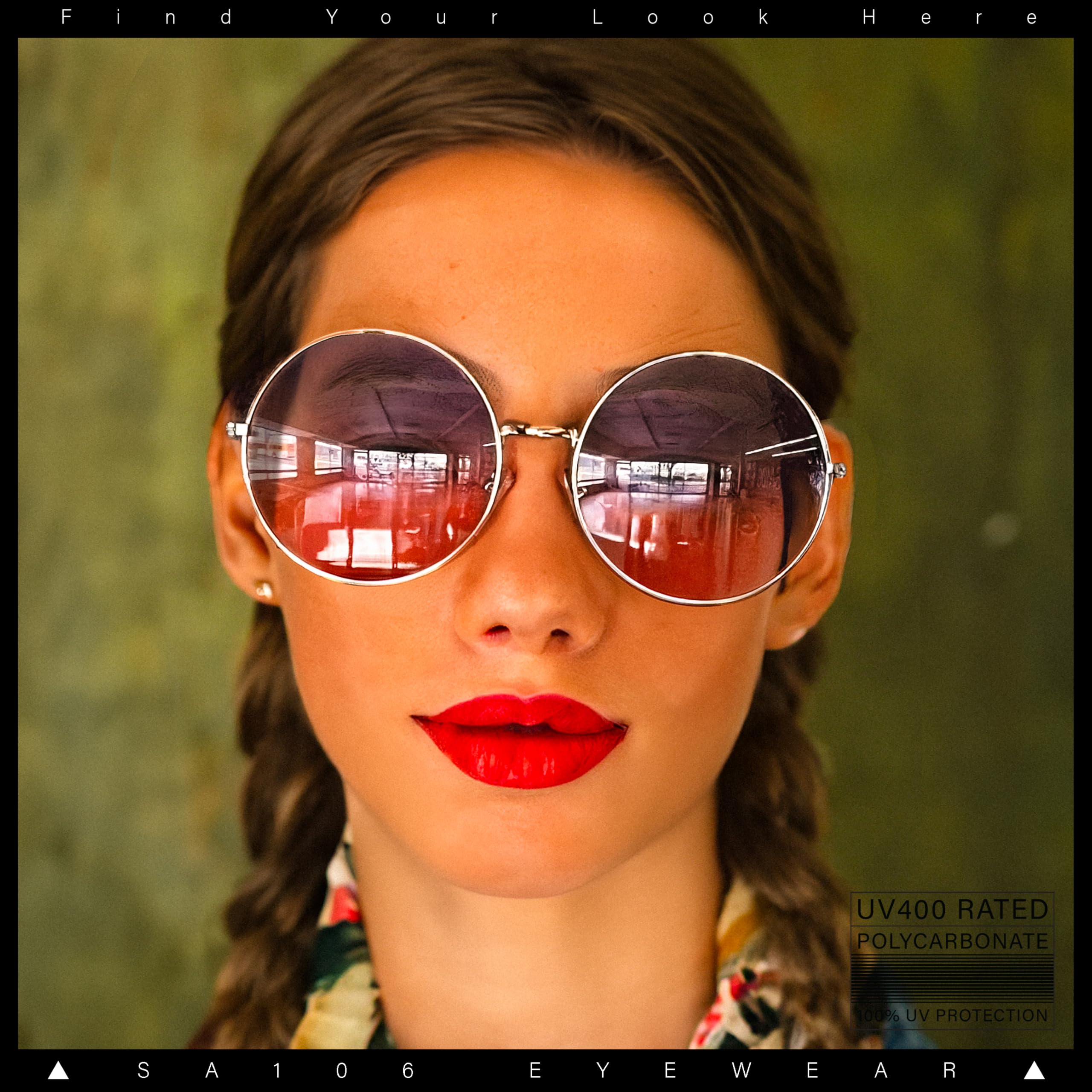Klassische Übergröße Joplin Style Hippie Runde Gläser Sonnenbrille, Gold (Gold Brown Peach), Einheitsgröße