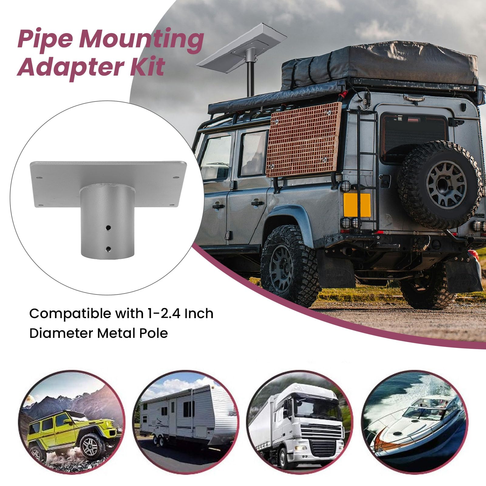 Fabater Adaptador de Tubo de Antena Performance Gen3, Adaptador de Poste de Montaje de Aluminio para una Alineación Precisa, Adecuado para Postes de 25-62 Mm, Material Resistente