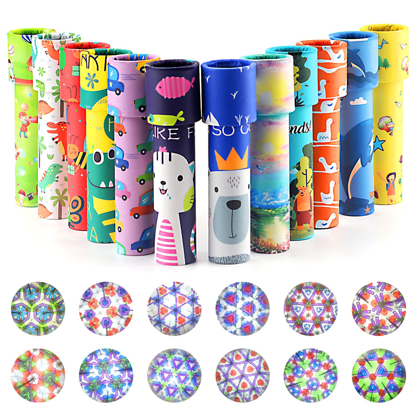 Audasi 12 Pcs Classic Kaleidoscope Toys Vintage Retro Kaleidoscopes Educational Toys Pass the Parcel Gifts for Kids Return Gifts for Birthday Party Kids Christmas Stocking Stuffers Random Patterns