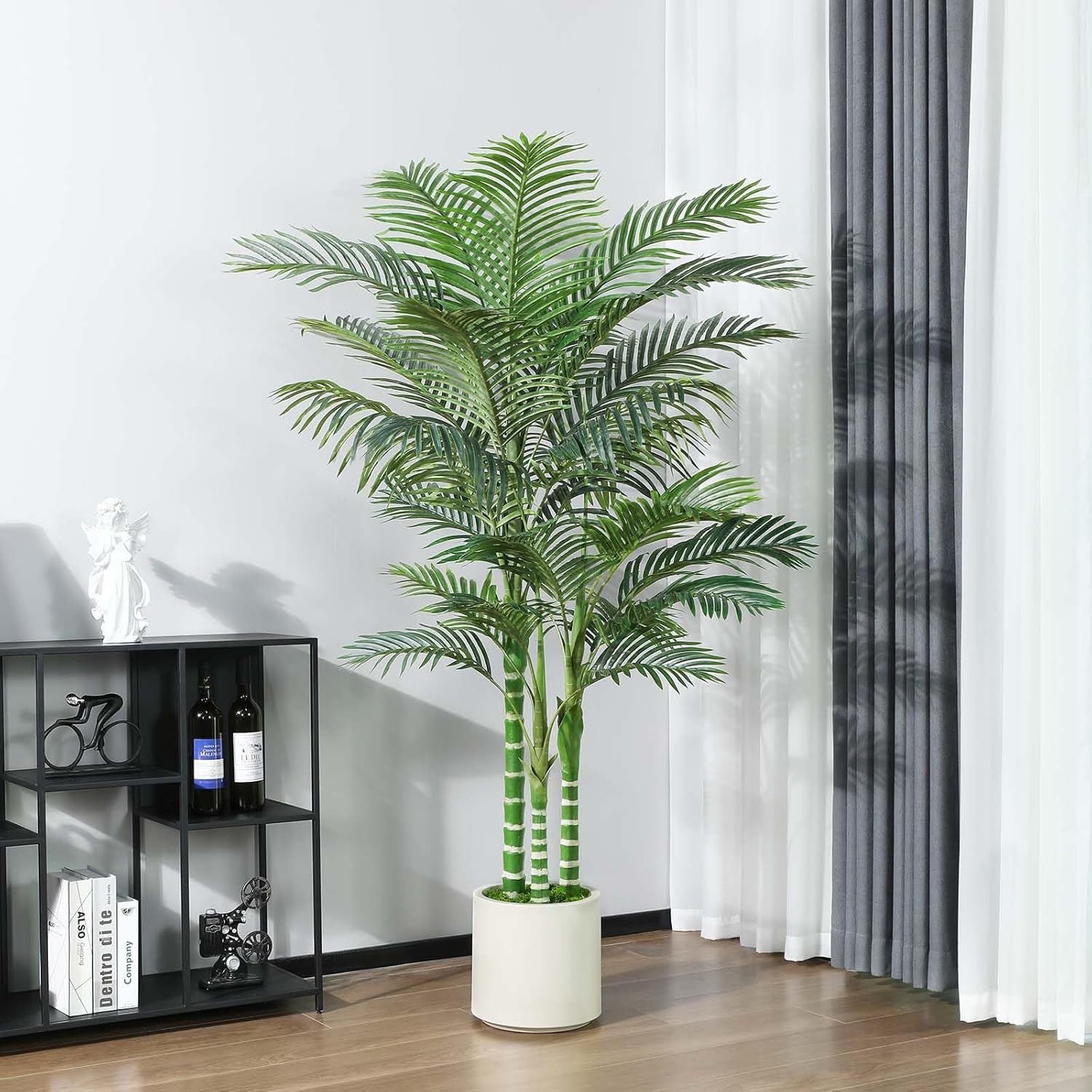Fopamtri Artificial Areca Palm Tree 180 cm Fake Plants, Large Fake Tropical Palm Plants with White Planter Artificial Plants Indoor for Home Bedroom Office Balcony Garden Decorations 8