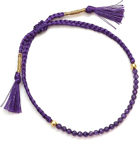 Miniatura 6 de Gempires Mother's Day Gift Natural Purple Amethyst Braided Bracelet, February Birthstone Bracelet, Gemstone Bracelets Gift For Women (Amethyst)