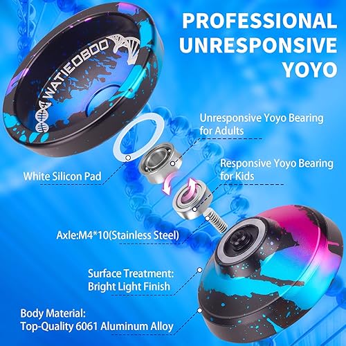 Miniatura 3 de WATIEOBOO Yoyo Trick Yoyo - Rodamiento Yoyo profesional sensible para niños, principiantes, rodamientos Yoyo que no responden para adultos,
