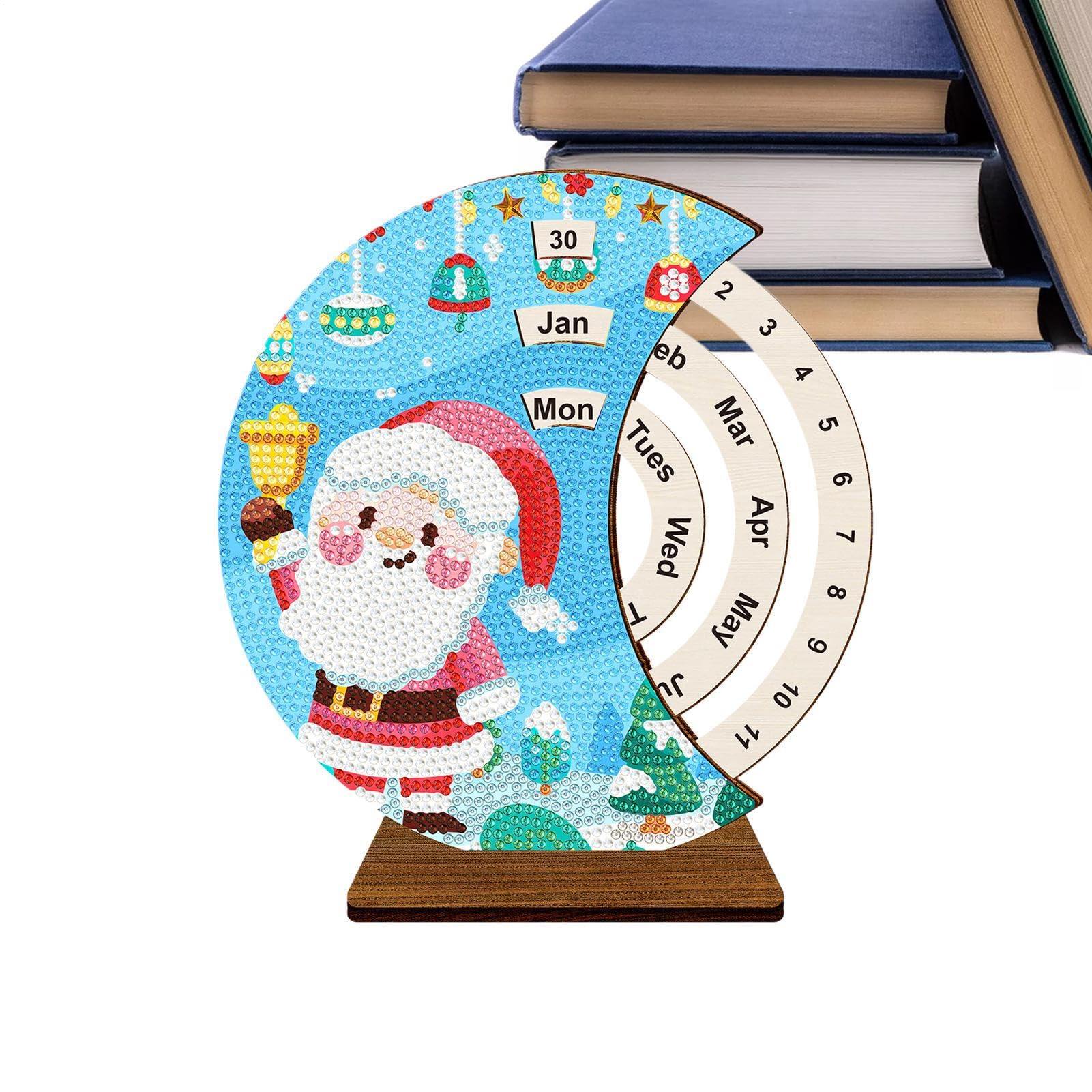 Wooden Perpetual Calendar 3D Rhinestone Art Wooden Perpetual Calendar Kits