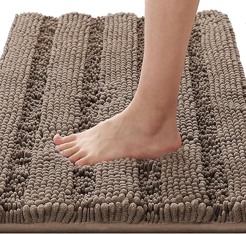 Miniatura 7 de Alfombras de baño para baño, lavables y antideslizantes, extra gruesas, de chenilla, a rayas, absorbentes, suaves y esponjosas, para sala de baño,