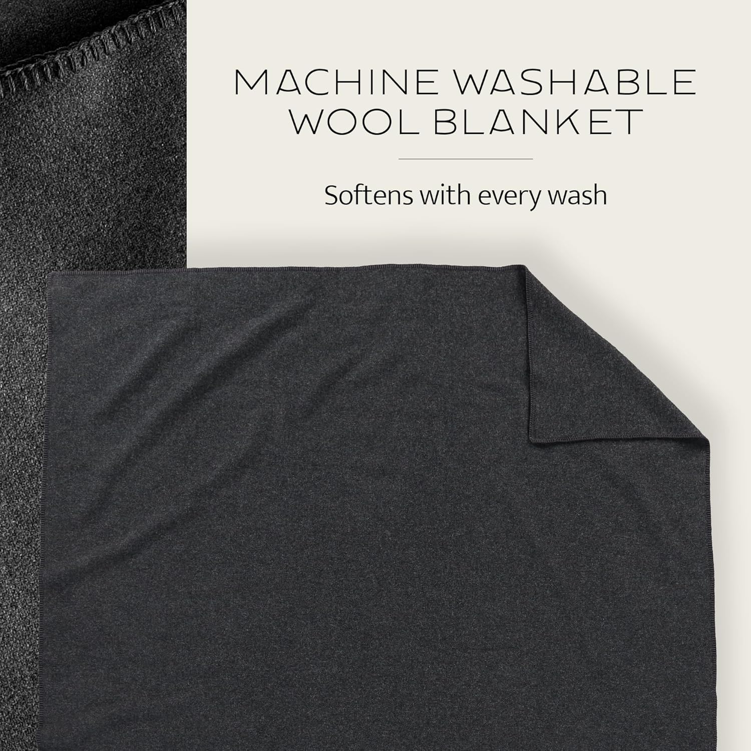 Pendleton Eco-Wise Easy Care Wool Blanket Queen 90" x 96" - 100% Wool with Whipstitch Binding, All Season Machine Washable, Soft and Durable Blanket for Home and Outdoor Adventures - Ivory