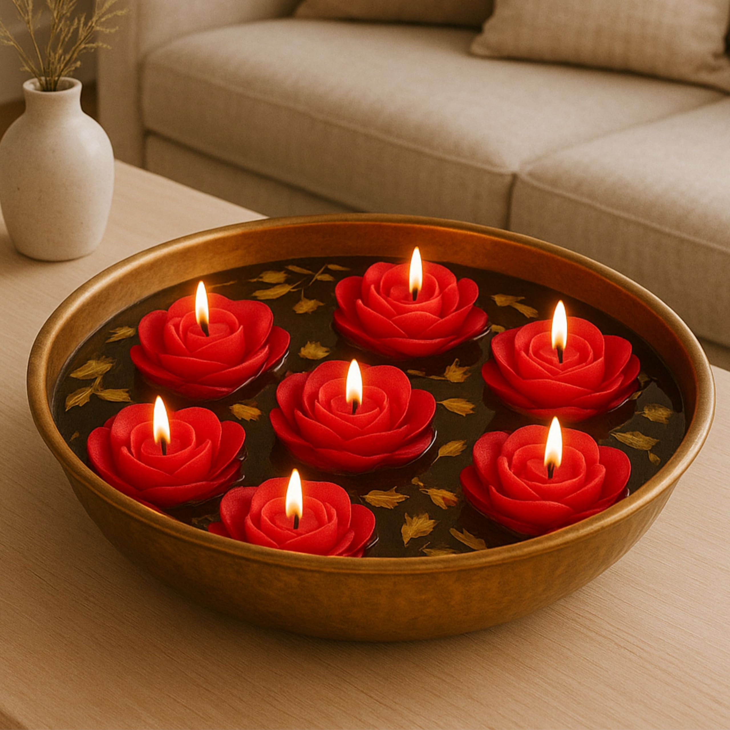 Paraffin wax Floating Candles, Pack of 8, Rose