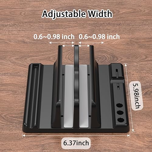 Miniatura 5 de Soporte vertical para laptop, soporte vertical de plástico ABS ajustable para laptop, ahorro de espacio 4 en 1, compatible con todos los MacBook Pro