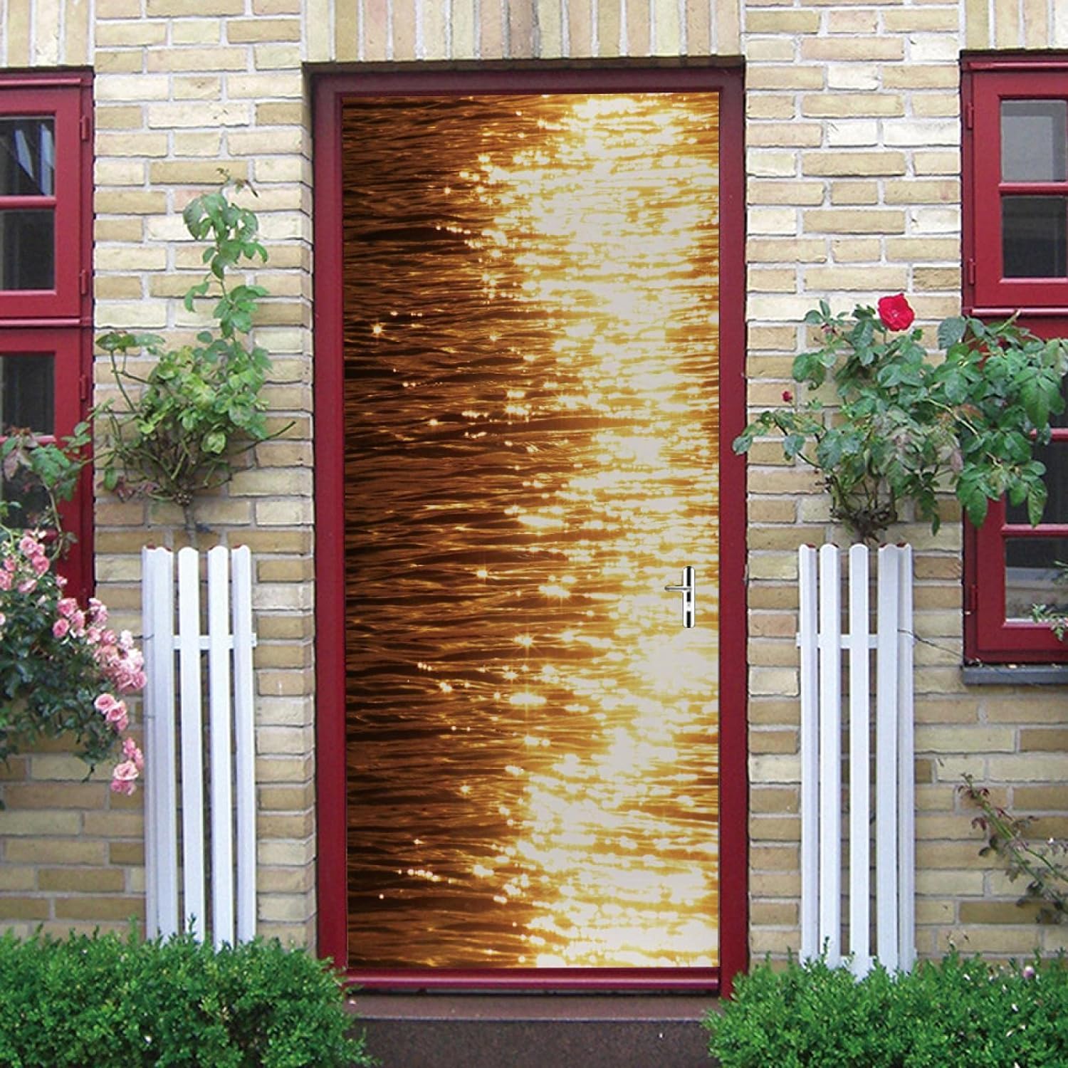 3D Ocean Sunset 90 X 210 Cm for Living Room Bedroom Bathroom Kitchen Door Decoration - Vinyl Waterproof Door Decals Wallpaper for Bedroom Living Room Door Decoration