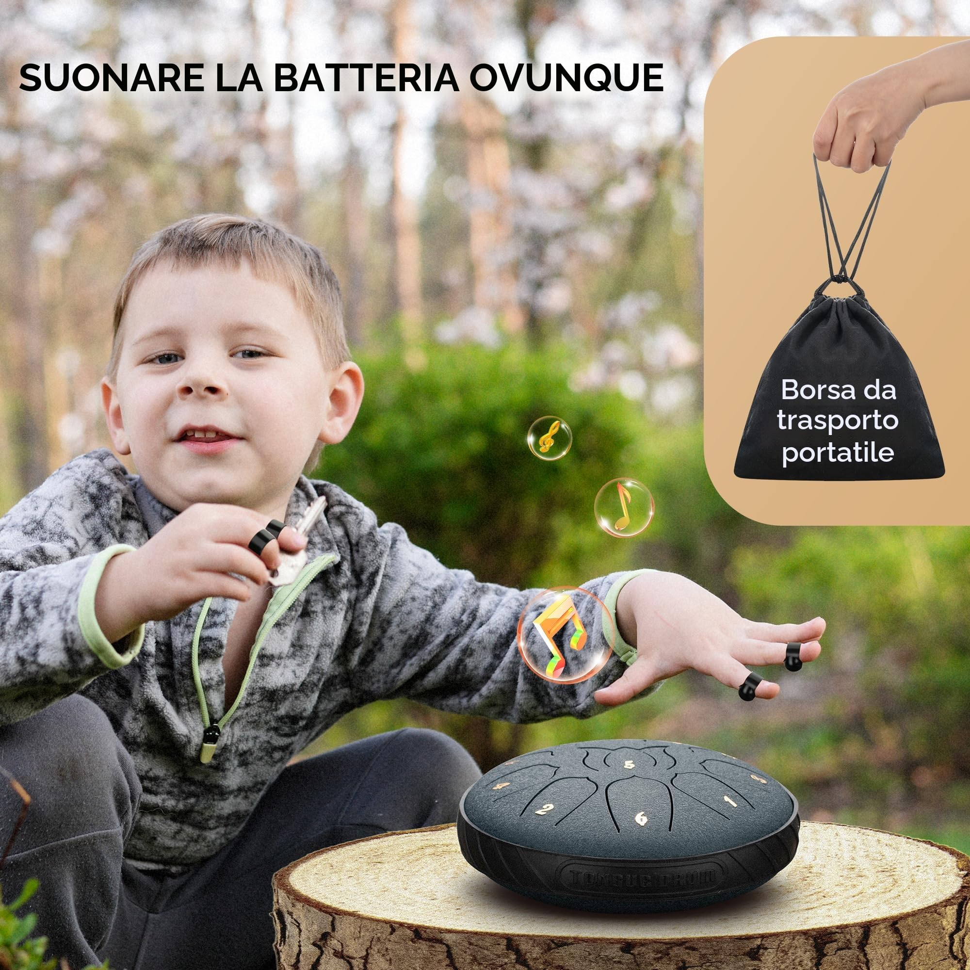 CAHAYA Tamburo a Lingua d'Acciaio 6 Pollici: Steel Tongue Drum a 11 Note Handpan Steel Pan con Bacchette e Borsa per Trasporto Strumento a Percussione per Meditazione Yoga Zen Regali CY00373-1