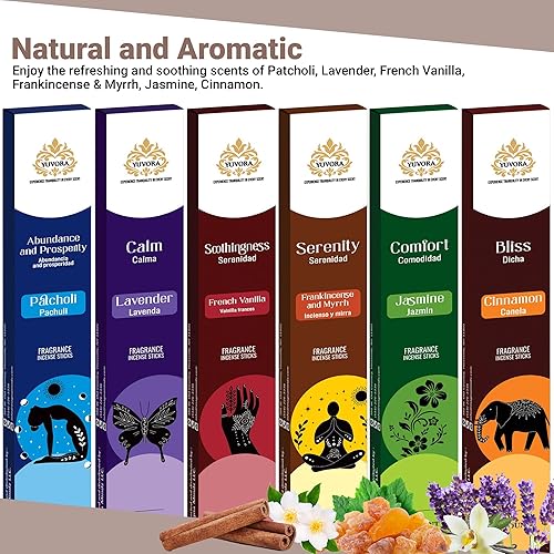 Miniatura 3 de Juego de 120 varillas de incienso aromáticas hechas a mano con 6 aromas relajantes, perfectas para el hogar, meditación, yoga y relajación, incluye