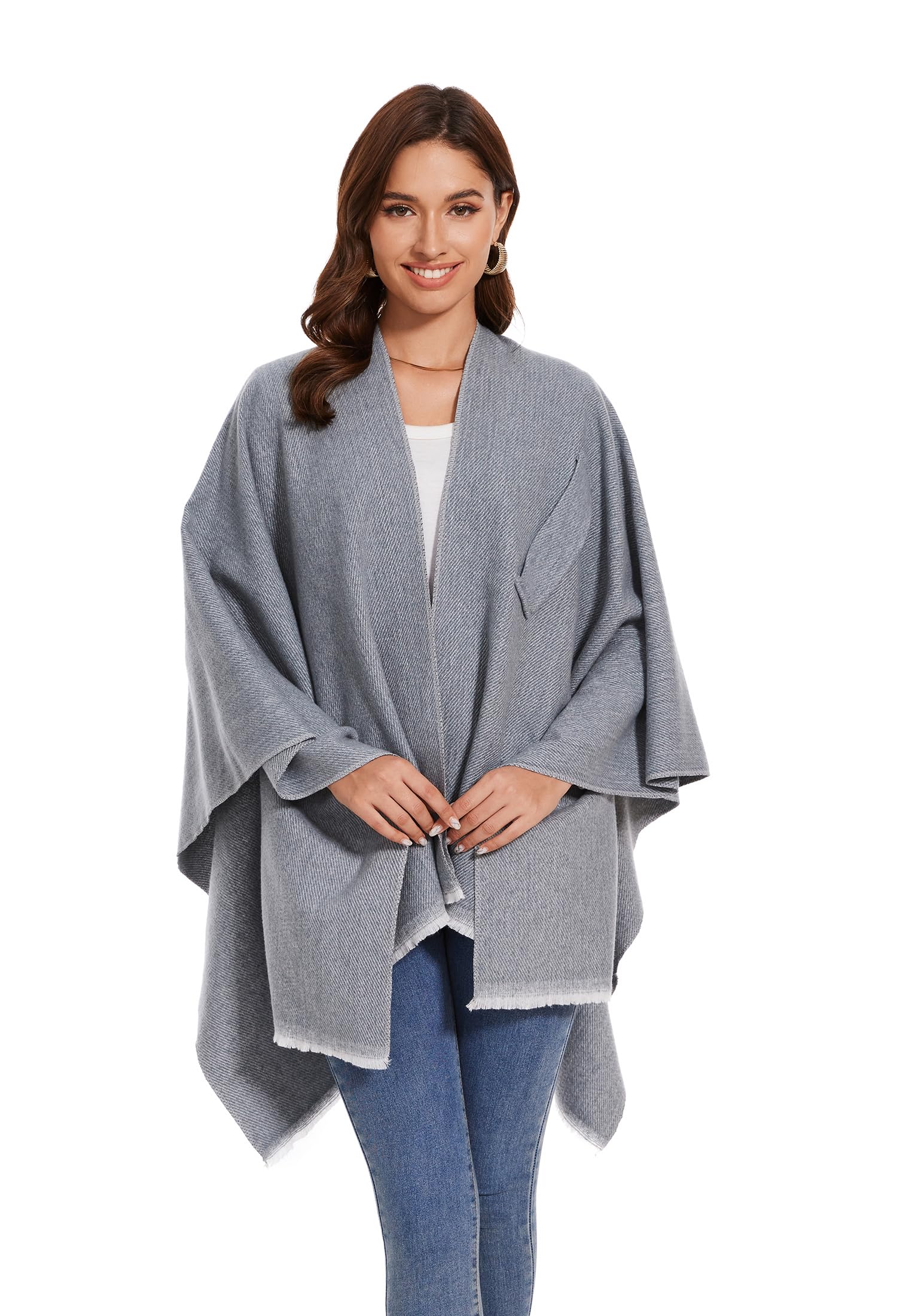 colornival Elegante Mantella da Donna con Fronte Aperto Poncho Morbido, Adatto per Primavera, Autunno e Inverno