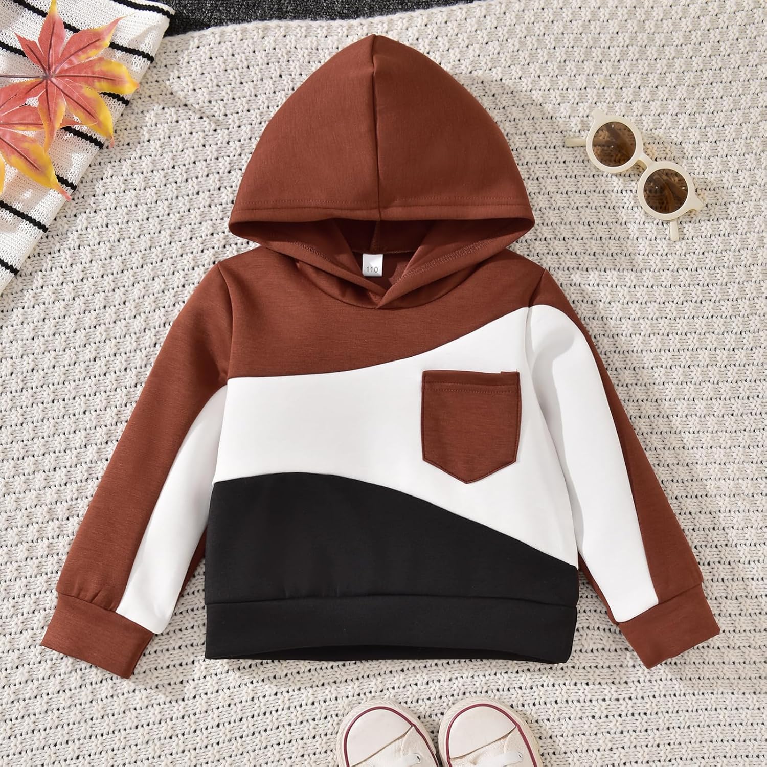 HINTINA Toddler Boy Color-blocked Hoodie Sweatsuit And Pant 2 Pieces Outfits - Image 5