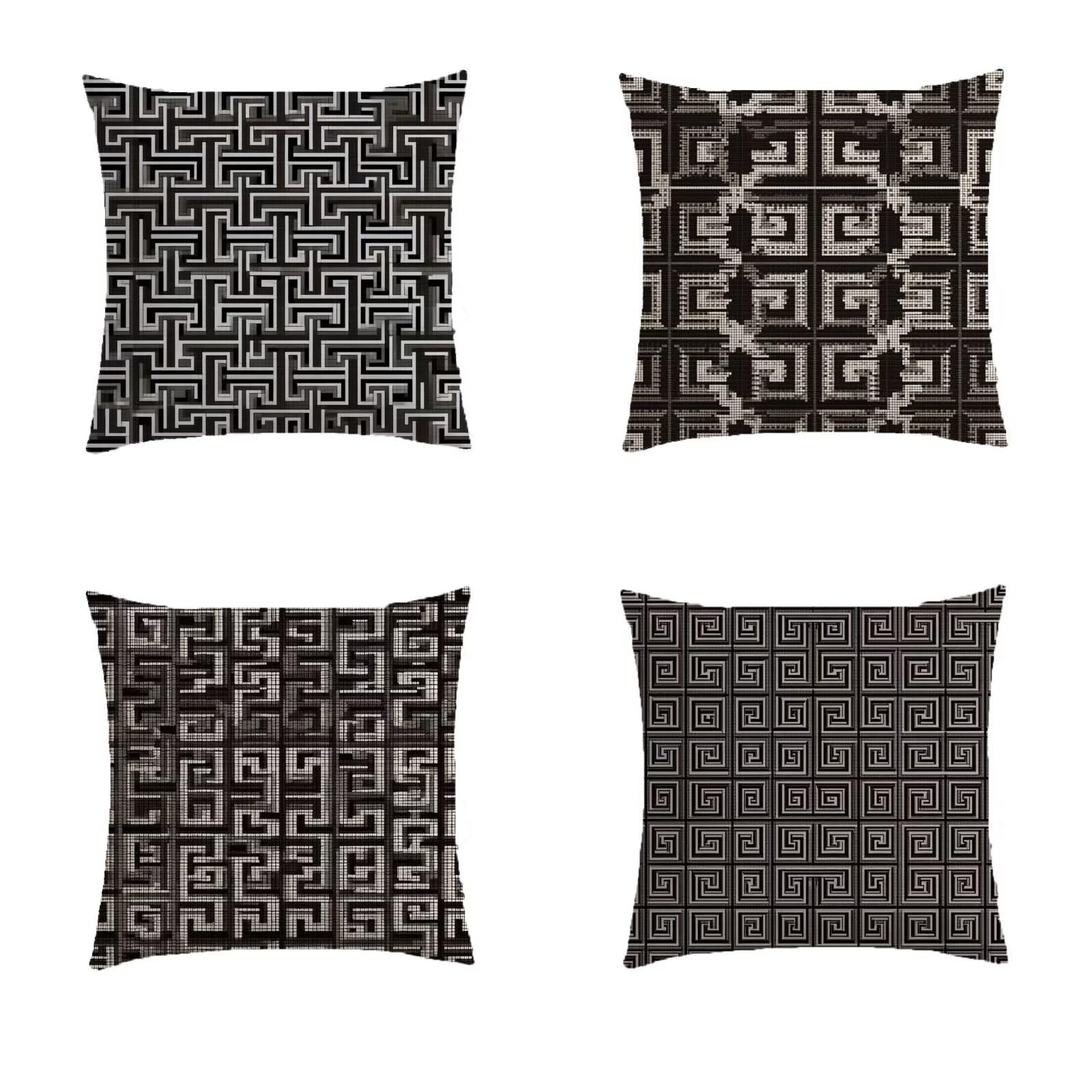Housse coussin extérieur 45x45cm imperméable taie oreiller lin canapé