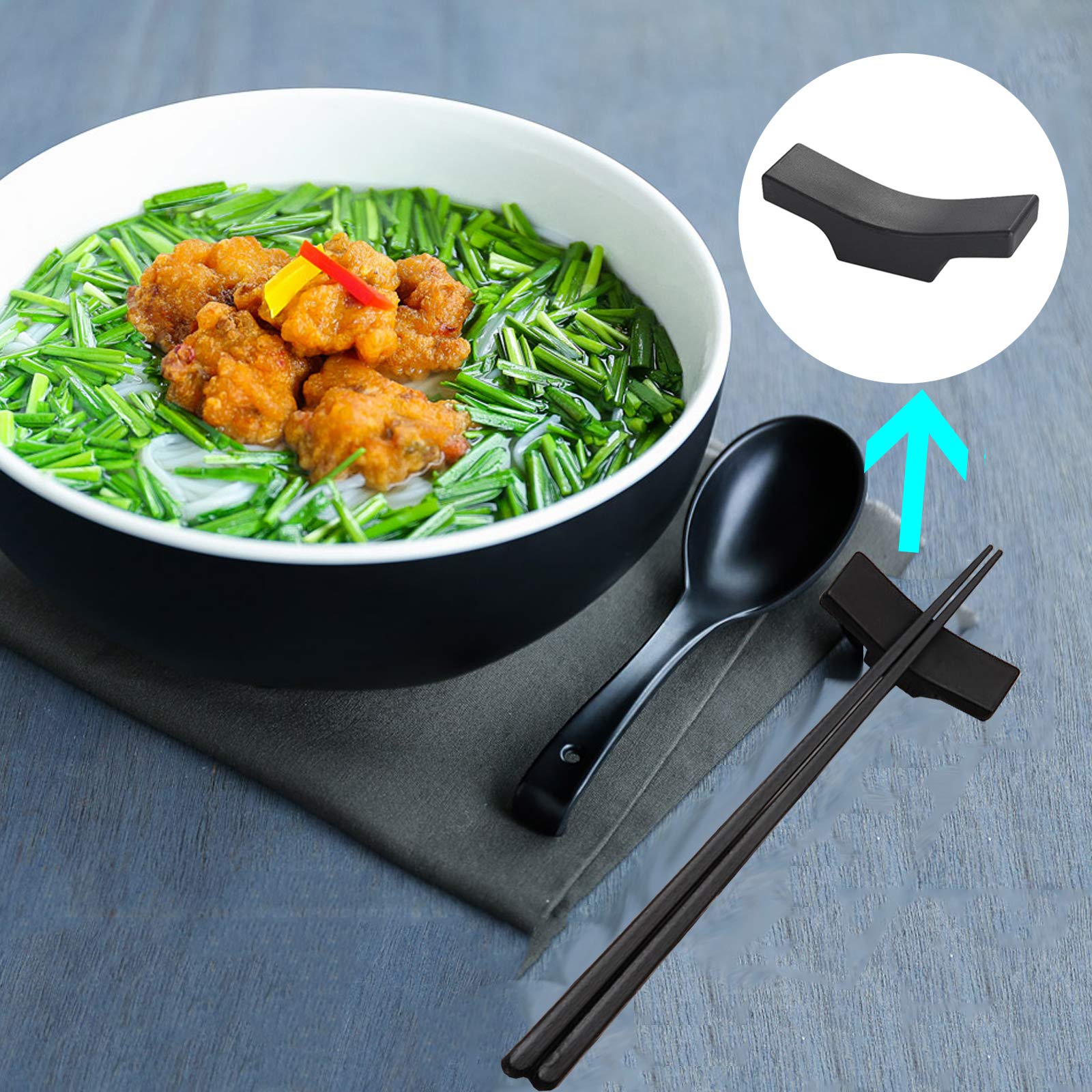 Vast 10 Piezas Estantes para Palillos, Soporte para Palillos de Aleación, Soporte para Palillos a Prueba de Caídas, para Mesa, Juego de Cubiertos, Accesorios de Comedor(Negro)