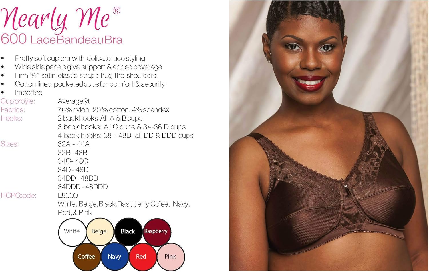 Nearly Me -Post Mastectomy Lumpectomy Pocket Bra for Silicone Breast Forms #600