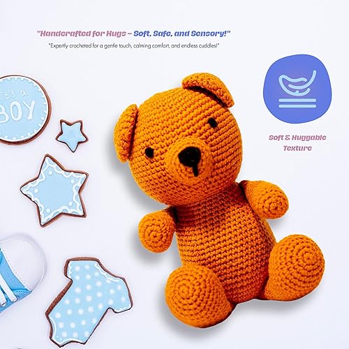 Miniatura 7 de Oso de peluche de ganchillo de gran corazón, soporte emocional de ganchillo, mini oso de peluche, hecho a mano, adorable y seguro, oso de peluche de