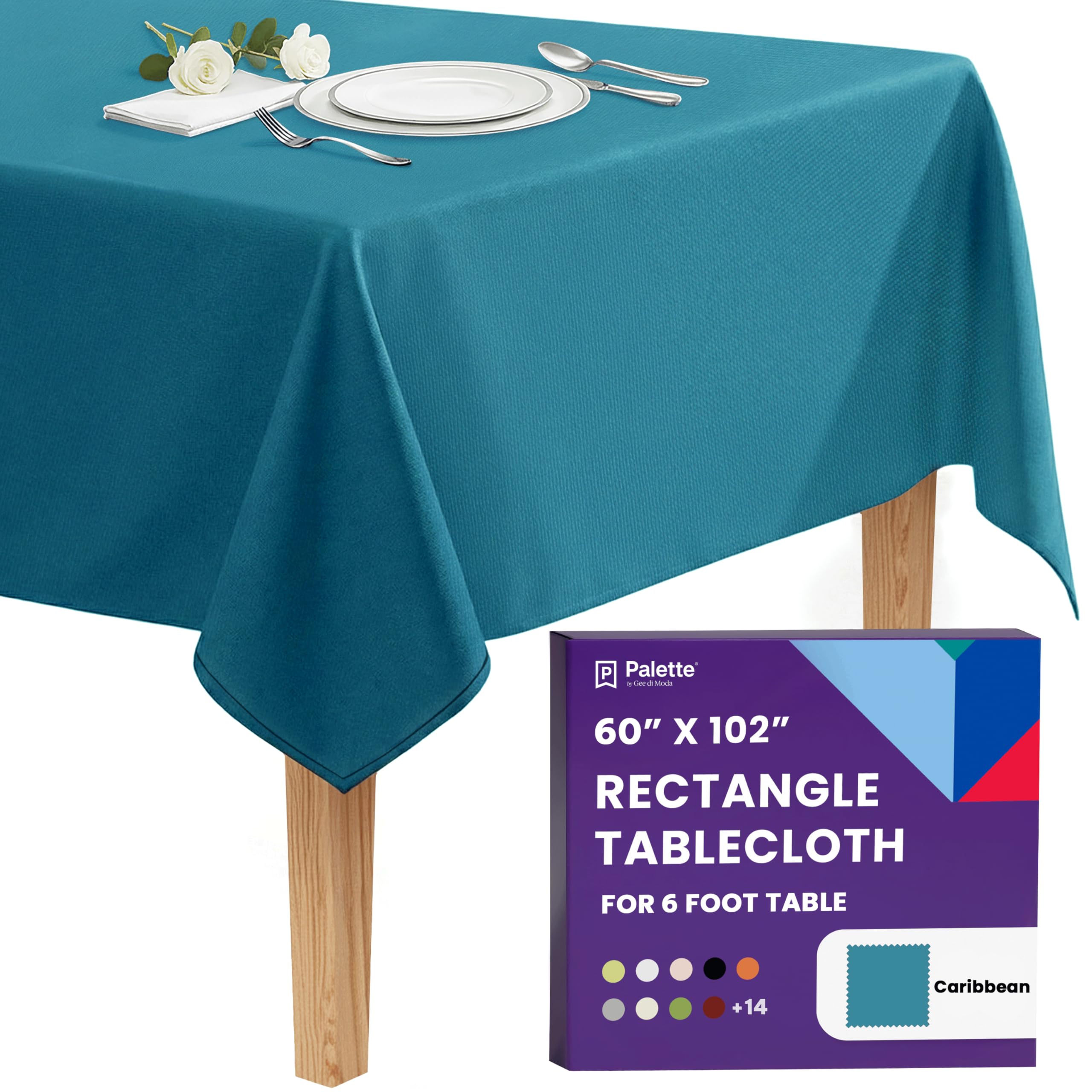 Gee Di Moda Rectangle Tablecloth - 60 x 102 Inch Caribbean Table Cloth for 6 Foot Rectangle Tables - Heavy Duty Washable Fabric - for Holiday Party, Dinner, Weddings, Baby Shower &amp; Events