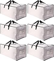 Vista 10 de SWEET DOLPHIN Paquete de 6 bolsas de mudanza extra grandes con cremalleras fuertes y asas de transporte, bolsa de almacenamiento resistente