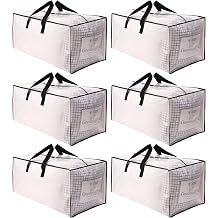 SWEET DOLPHIN 6 Pack Extra Large Moving Bags with Strong Zippers & Carrying Handles, Heavy Duty Storage Tote for Space Saving Moving Storage, Fold Flat, Alternative to Moving Box, Semi-Transparent
