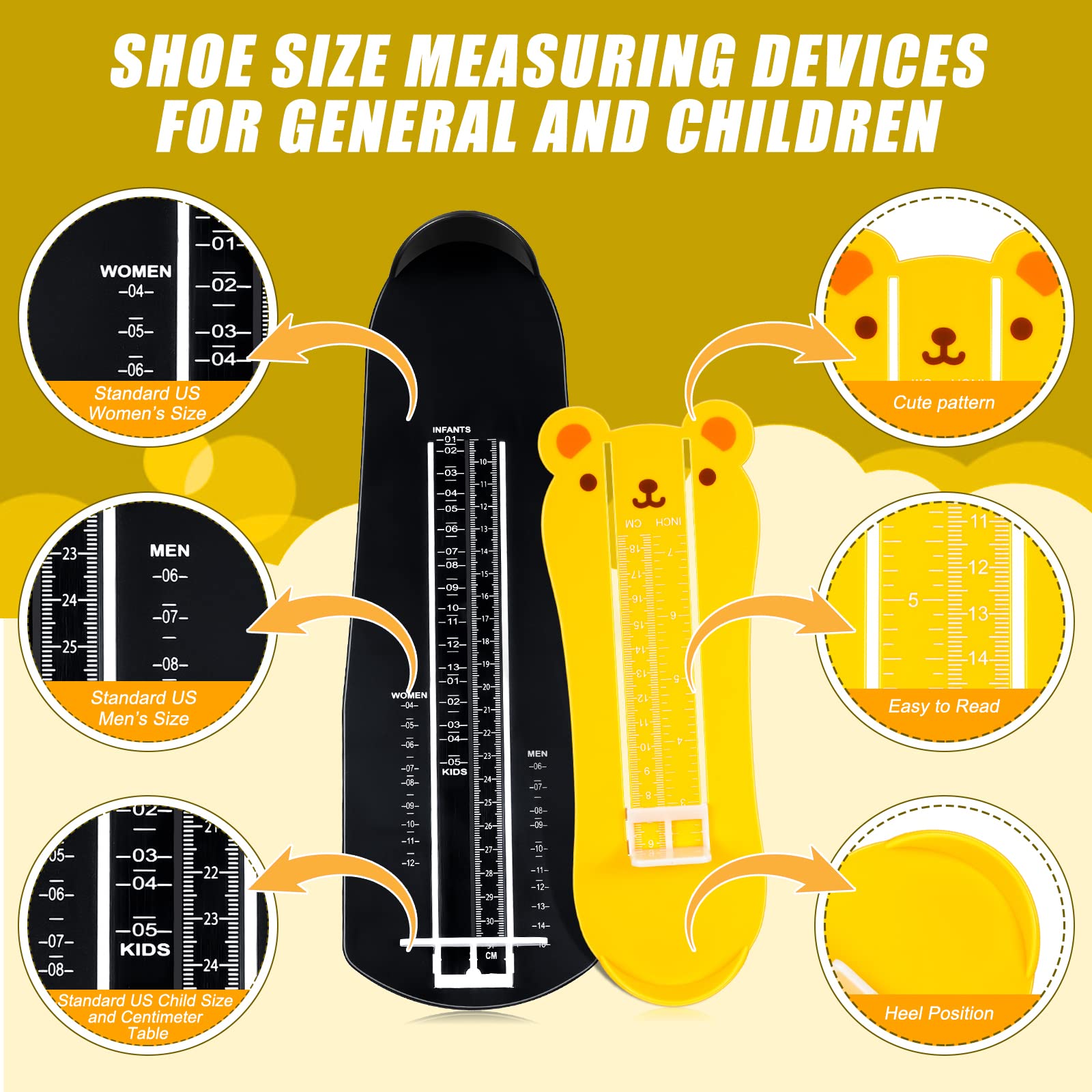 Growth Chart Foot Ruler 2-Piece Foot Measuring Device Set With Shoe ...