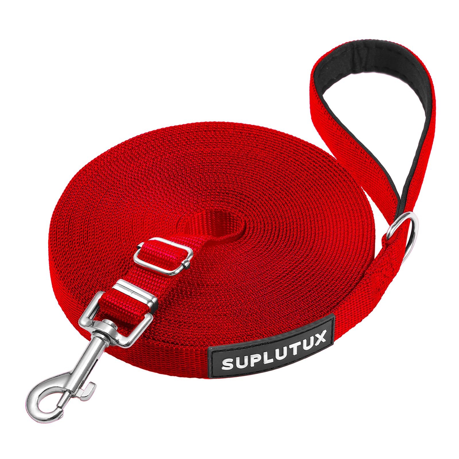 Schleppleine für Hunde, Laufleine für Hunde – Verstellbare Hundeleine mit Gepolstertem Griff inkl. Aufbewahrungstasche, Ideal für Training, Spaziergänge und Outdoor (Rot, 25m/82ft)