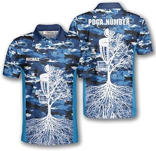 PRIMESTY Disc Golf Polo Shirts for Men, Custom Name & PDGA Number Disc Golf Shirts, Disc Golf Jerseys Size S-5XL