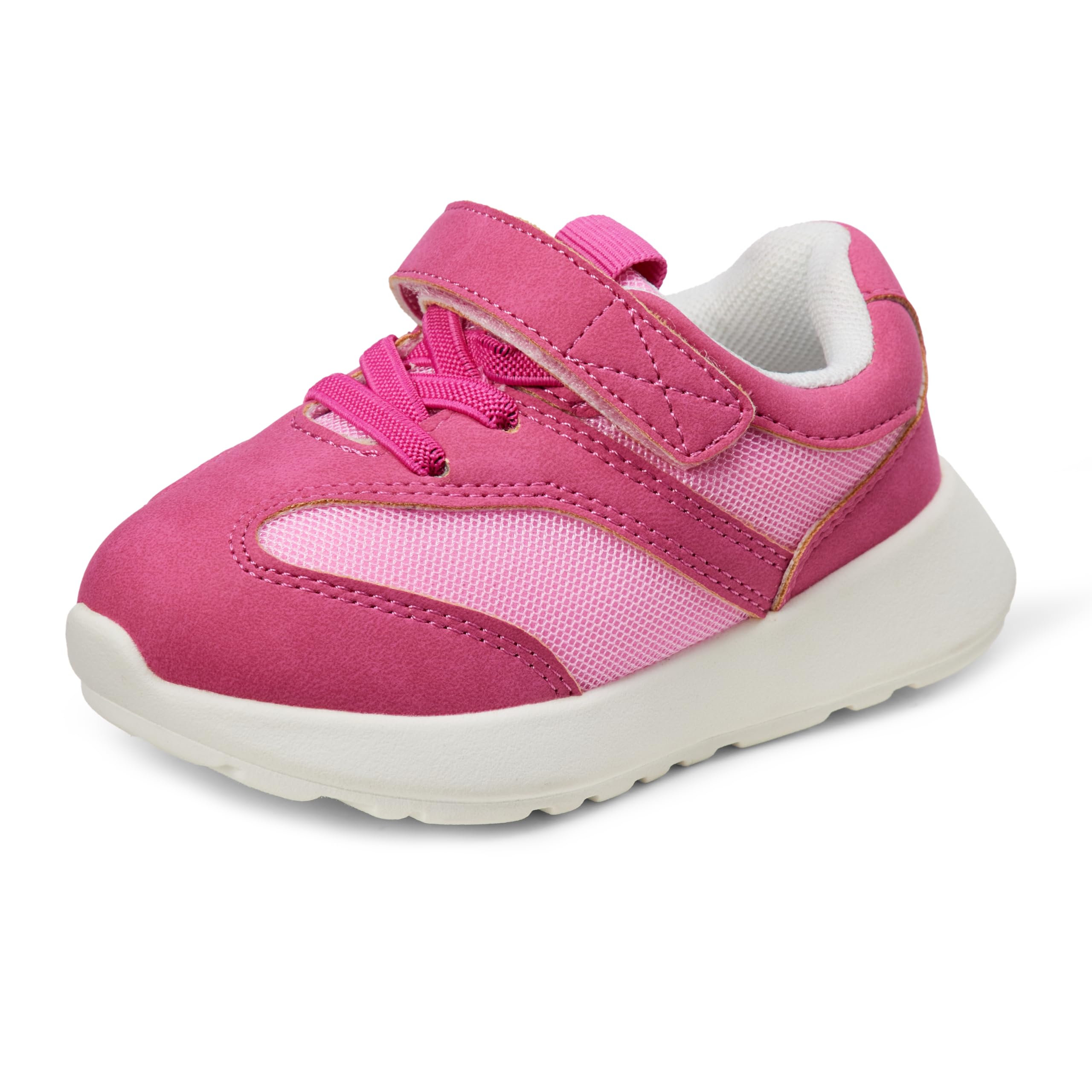 Amazon Essentials Unisex Kids' Hook and Loop Athletic Sneakers for Boys and Girls, Pink, 13 Little Kid